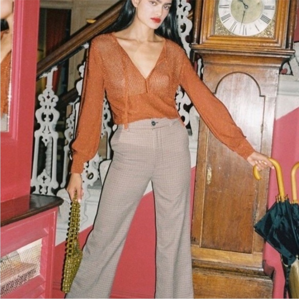 Rouje wide leg houndstooth trousers